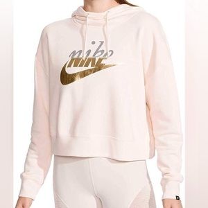 NIKE Women’s Cropped Hoodie Long Sleeves Front Logo Color Guava SZ US Small